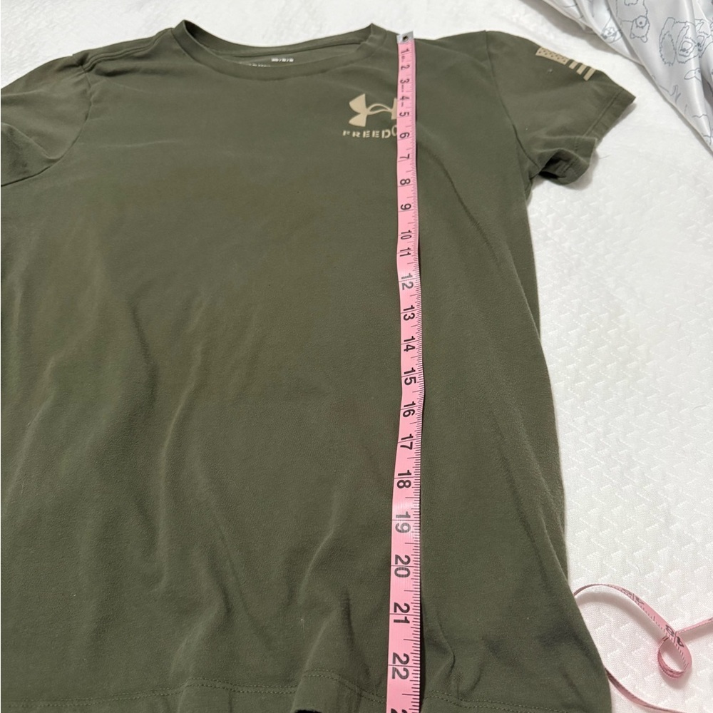 Under Armour Freedom T Shirt Mens M Green Performance Tactical Gym Logo Tee - Picture 4 of 9